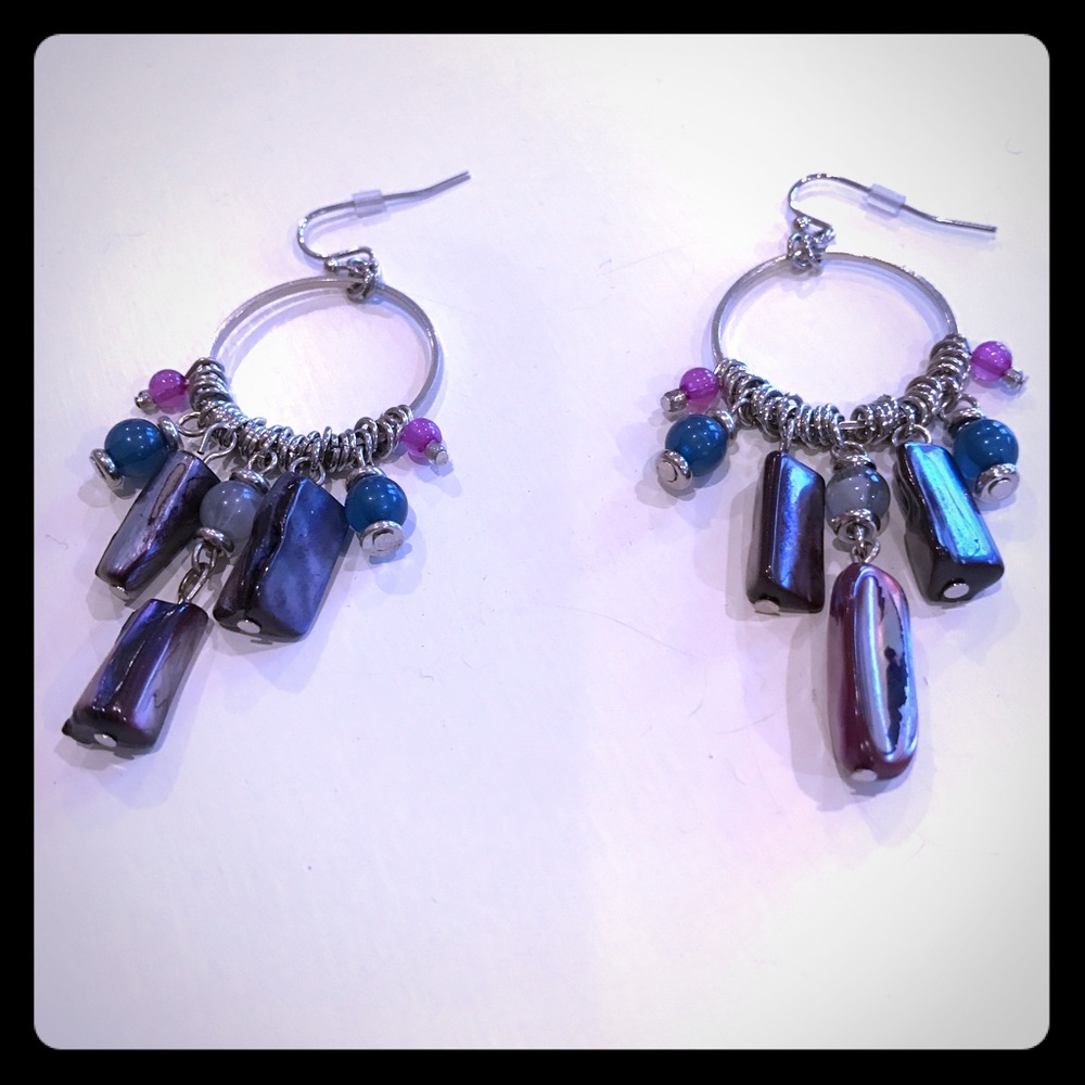 Stone Earrings - Purple & Blue